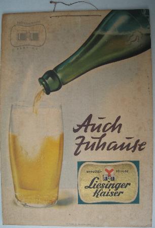 Werbetafel - Karton: Liesinger Kaier Bier - 196? - mge-shop