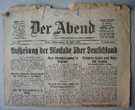 Zeitung / Zeitschrift: Der Abend 20.07.1919 (Der Abend) - 20.07.1919 - mge-shop