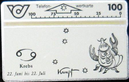 Telefonwertkarte: Sternzeichen Kumpf - Krebs - 1994 - mge-shop